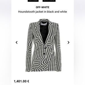 NWOT Off-White Women's Houndstooth Jacket - Black and White -Size 42